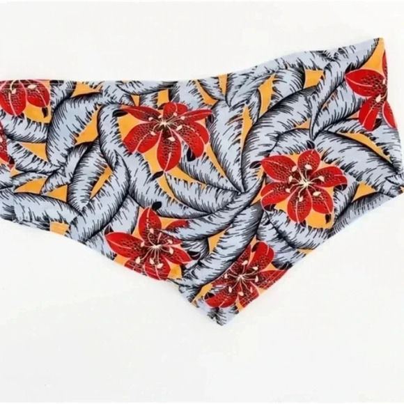 Topshop Tropical Floral Scarf Top In Yellow Multi Crop Top - Picture 2 of 5